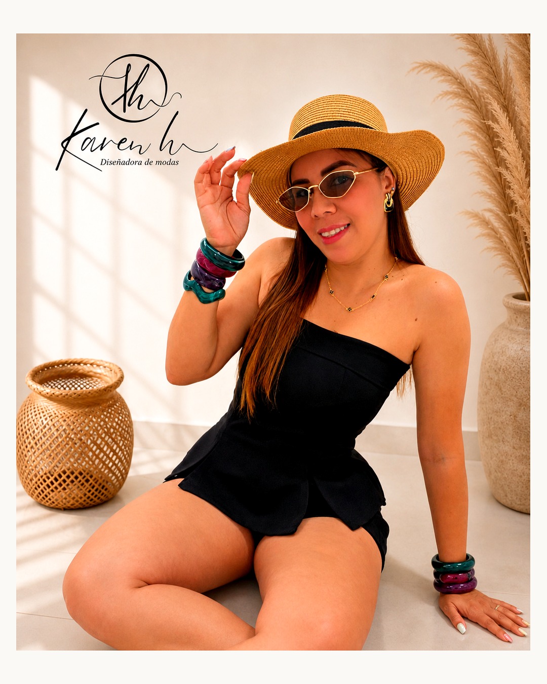 Set Top Peplum Strapless &amp; Shorts Negro Azabache vista alternada