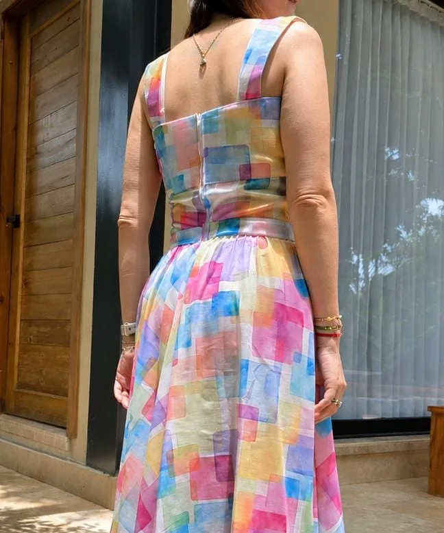 Vestido Maxi Gasa Acuarela Pastel & Lazadas en Hombros vista alternada